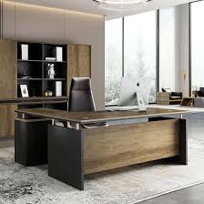 Modern Office Desk – Wooden Finish with Storage